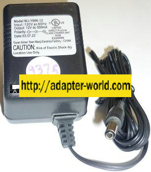 NEW YUYAO 12VDC 500mA USED -(+) 2.1x5.5x12mm ROUND BARREL CLASS 2 WJ-Y666-12 AC ADAPTER POWER SUPPLY - Click Image to Close
